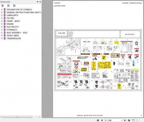 Manitou Platform 260 TJP ST5 S1 280 TJ ST5 S1 Parts Catalog 647816