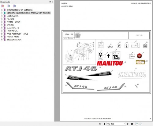 Manitou Platform ATJ 46 T4 S2 Parts Catalog 647910