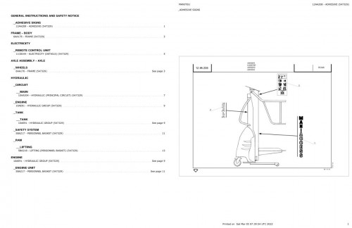 Manitou Platform SCALA Parts Catalog 547329 1