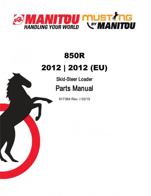 Manitou Skid Steer Loader 850R 2012 Parts Manual 917384I