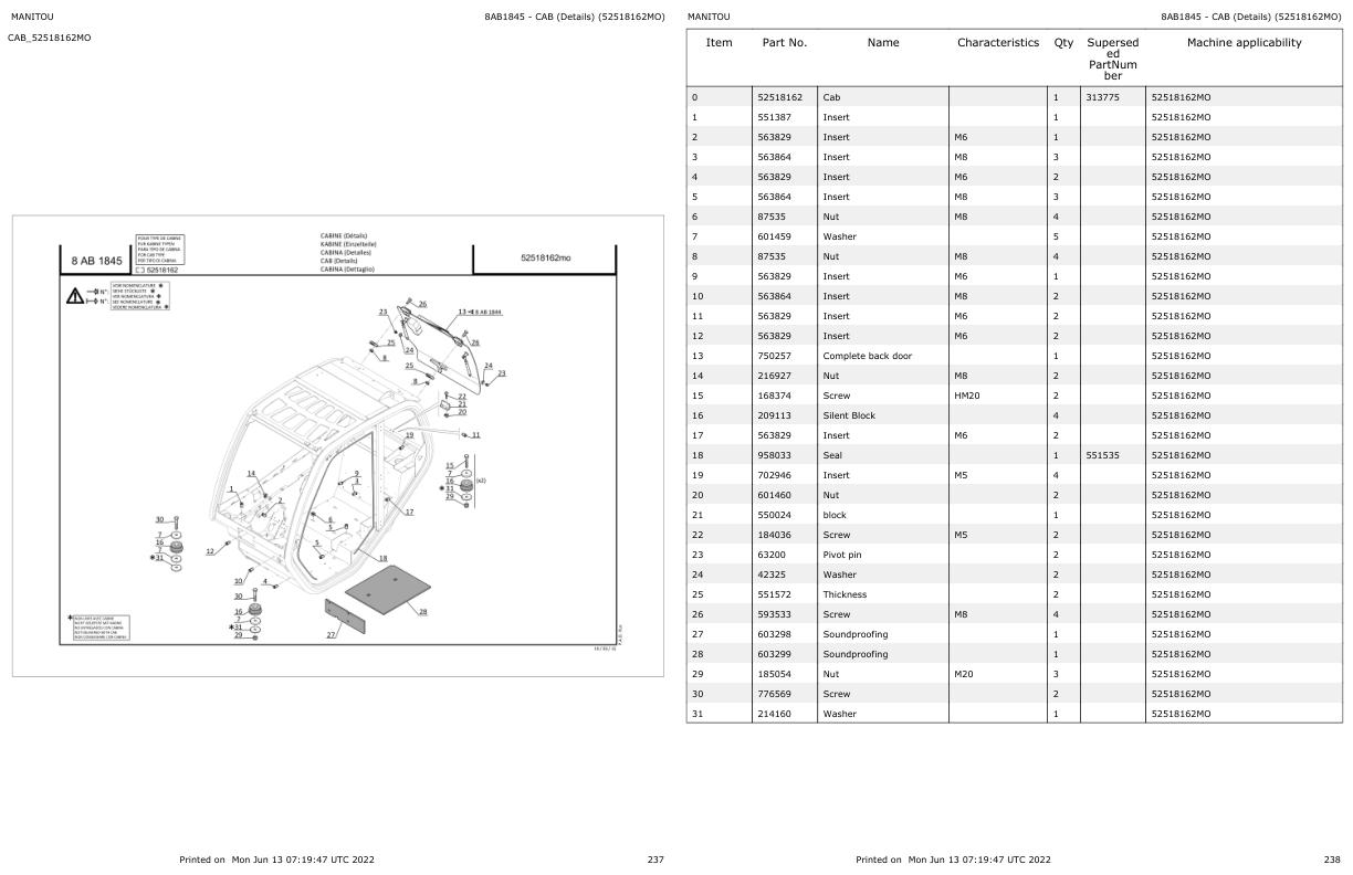 Manitou Telehandler MLT 634 120D ST4 S1 Parts Catalog 647537 Auto Repair Manual Forum Heavy