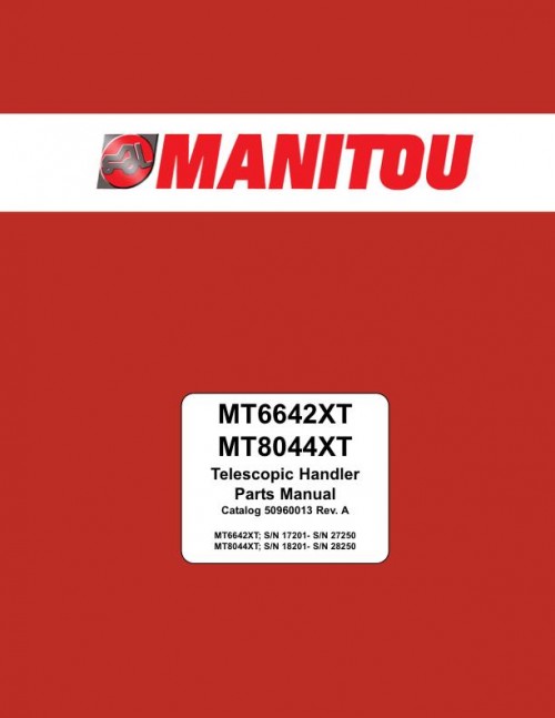 Manitou Telehandler MT 6642 XT MT 8044 XT Parts Manual