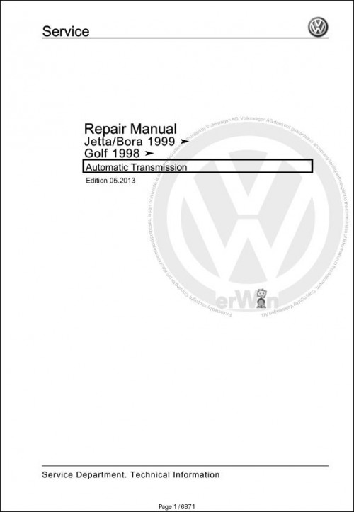 018 Volkswagen Golf City GTI 9B Workshop Manual 1997 2003