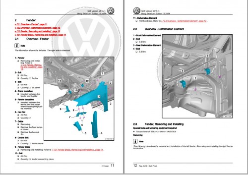 024 Volkswagen Golf Variant Alltrack Sprortwagen B85 Workshop Manual 2014 2017 3