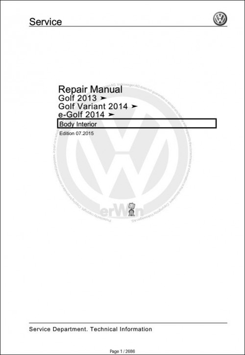 025 Volkswagen Golf Variant BA5 Workshop Manual 2014 2017