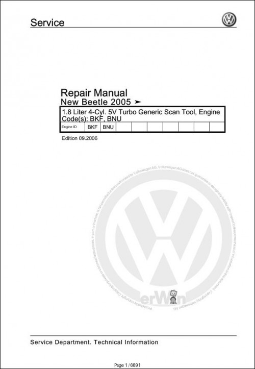 040 Volkswagen New Beetle 1C Workshop Manual 1998 2010