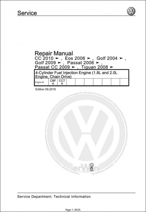 055 Volkswagen Passat CC 307 Workshop Manual 2008 2017