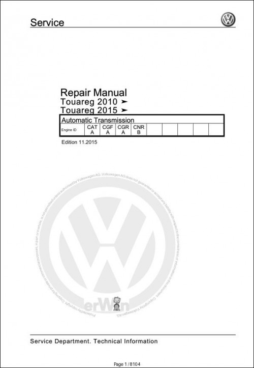 068 Volkswagen Touareg 7P Workshop Manual 2010 2018 3