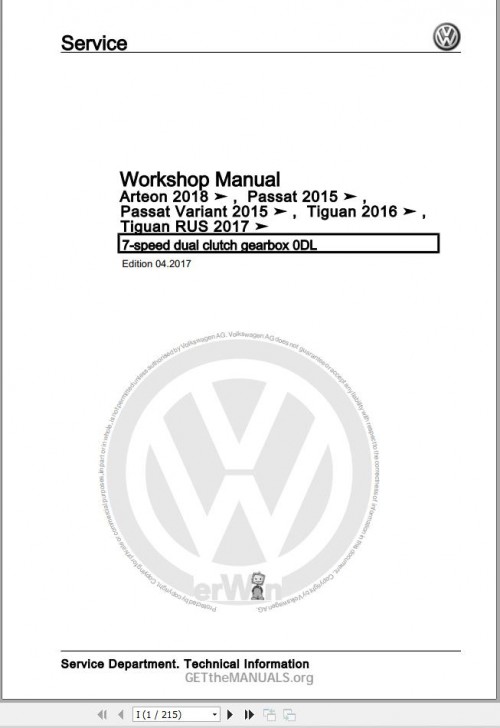 Volkswagen Tiguan Workshop Manual 2016 2020