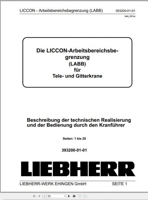 Liebherr Crane LTM 1055 3.1 Liccon Working Range Limitation Manual 1