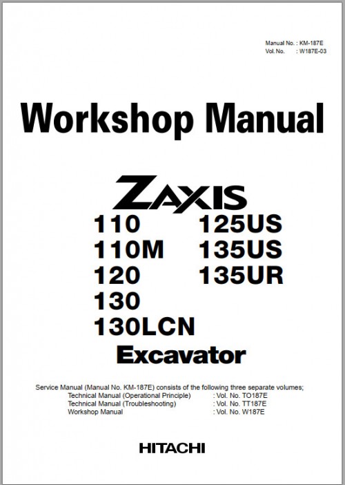 Hitachi Excavator ZX110 to ZX135US Technical Workshop Manual and Wiring Diagram (1)