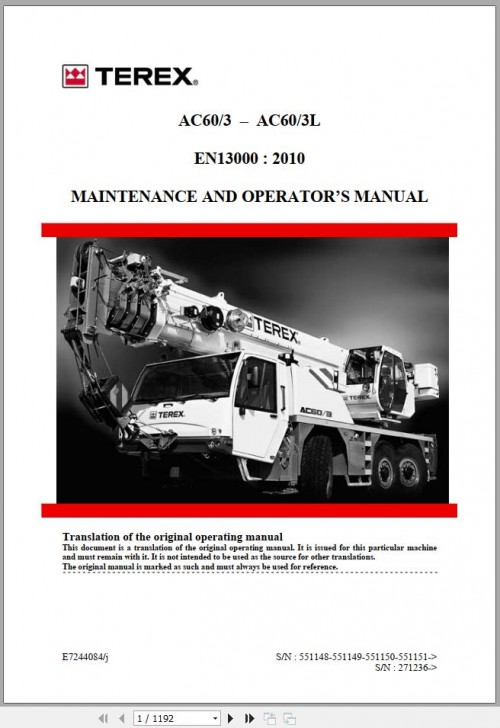 Terex Mobile Crane AC60 3,AC60 3L EN Spare Parts Catalogue 6