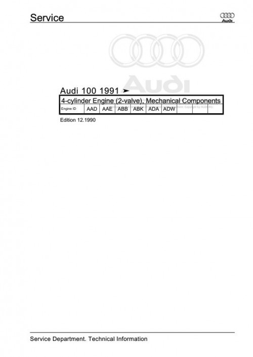 Audi 100 1991 1997 100 100 Avant 4A 4A2 4A5 Workshop Manual