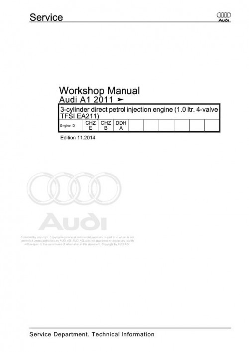 Audi A1 2011 2018 A1 8X 8X1 Workshop Manual and Wiring Diagram