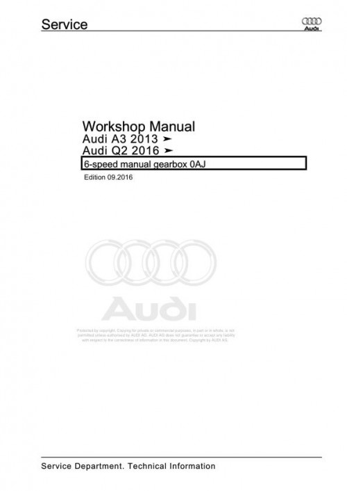 Audi A3 Q2 2016 2020 Workshop Manual and Wiring Diagram