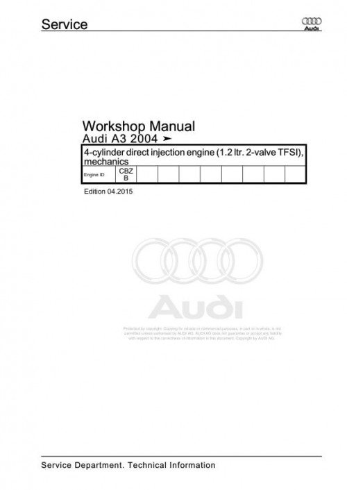 Audi A3 S3 RS3 2003 2012 A3 S3 RS3 8P 8P1 8PA Workshop Manual and Wiring Diagram