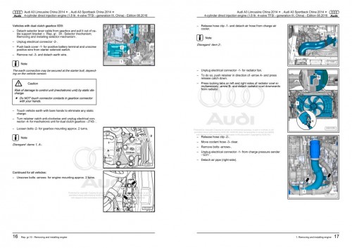Audi A3 S3 RS3 2012 2019 A3 S3 RS3 8VA 8VS 8V7 8V1 85S 85A Workshop Manual and Wiring Diagram 1