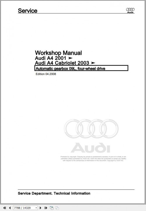 Audi A4 RS4 S4 2001 2008 A4 RS4 S4 Avant 8E 8E2 8E5 8EC 8ED Workshop Manual and Wiring Diagram 3