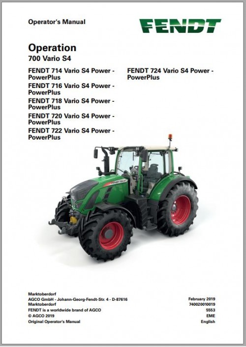 Fendt 714 716 718 720 722 724 Vario S4 VIN 738 743 Operator Manual EN (1)