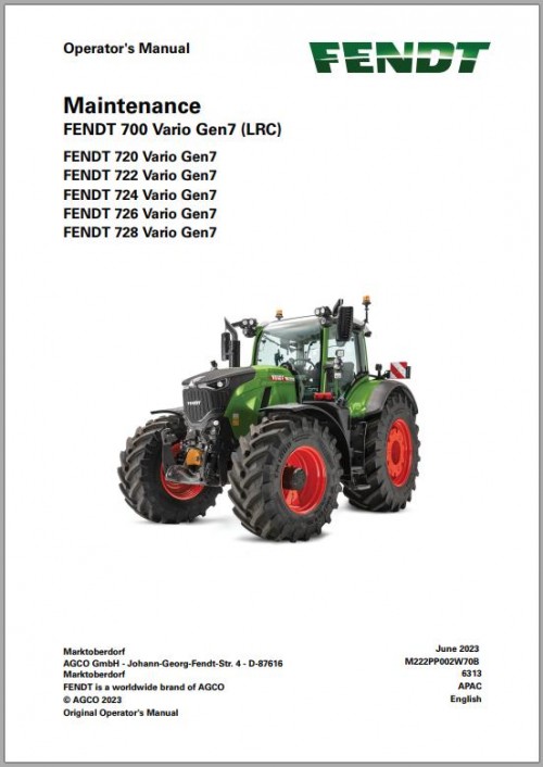 Fendt 720 722 724 726 728 Vario Gen7 Maintenance Manual M222PP002W70B EN (1)