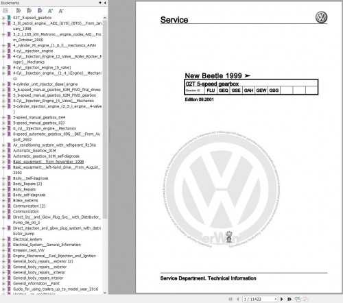 Volkswagen Beetle and Cabrio Workshop Manual 1998 2011