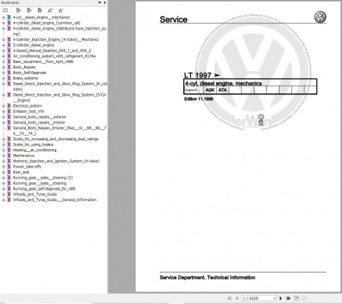 Volkswagen LT 2D Workshop Manual 1996 2006