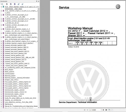 Volkswagen Passat CC 357 358 Workshop Manual 2008 2017