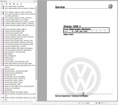 Volkswagen Sharan 7M 7M6 7M8 7M9 Workshop Manual 1995 2010
