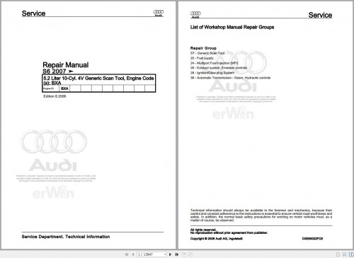 Audi A6 Avant S6 4F5 2005 2011 Service Repair Manual and Wiring Diagram (1)