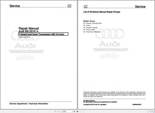 Audi R8 Spyder 4S9 2016 2017 Service Repair Manual and Wiring Diagram (1)