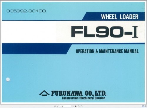 Furukawa Wheel Loader FL90 1 Operation Maintenance Manual 335992 00100