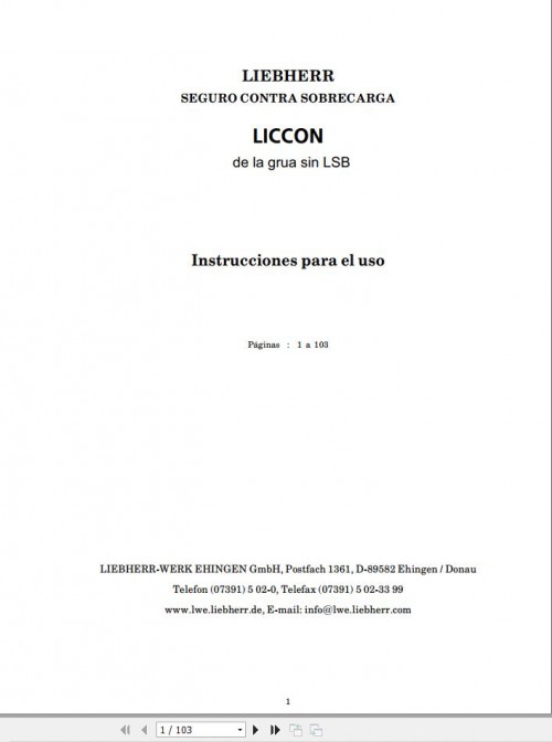 Liebherr Crane LTM 1400 Liccon Test System Manual 1
