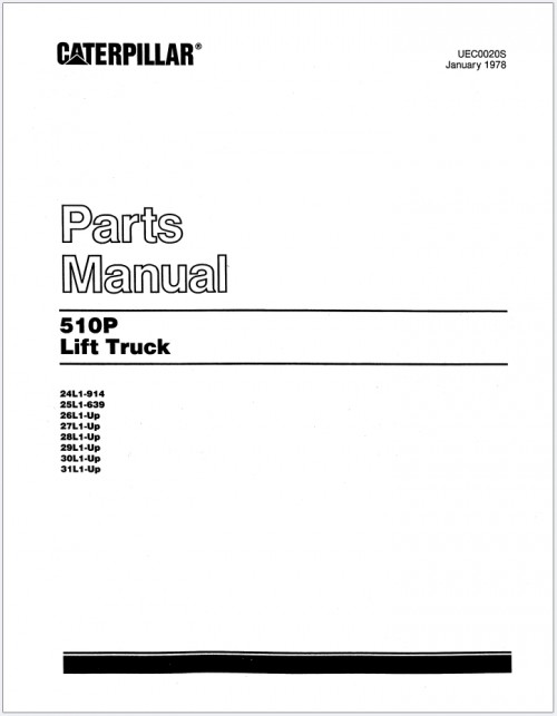 CAT Lift Truck 510P Parts Manual UEC0020S