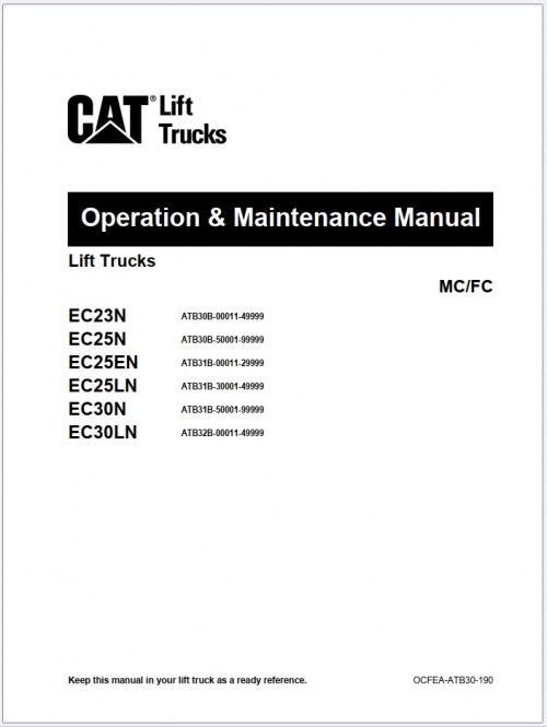 CAT Lift Truck EC30N Operation Service Manual 02.2024