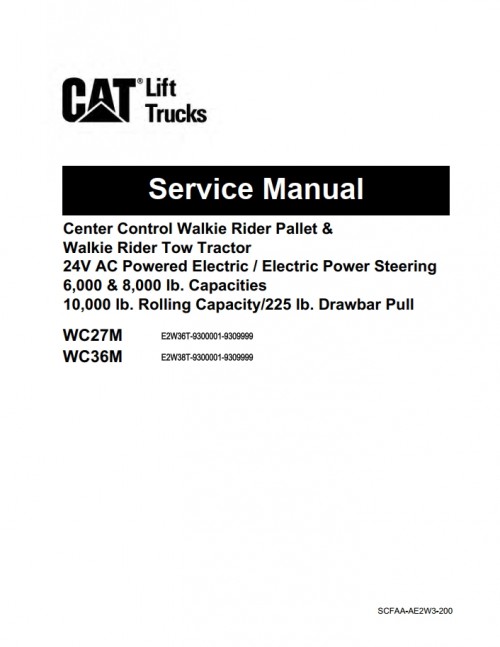 CAT Lift Trucks WC27M WC36M Operation Service Manual 11.2022