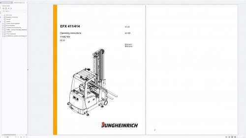 Jungheinrich EFX 411 414 Spare Parts Catalog Circuit Hydraulic Diagram Operator Manual 1
