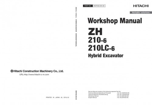 Hitachi Hybrid Excavator ZH200 6 ZX200LC 6 ZH210 6 ZX210LC 6 Workshop Manual WDFX50 EN 00 (1)
