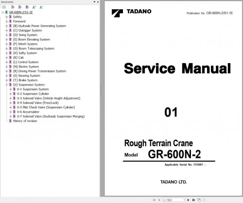 Tadano Crane GR 600N 2 Electrical Diagram and Service Manual GR 600N 2 S1 1E (1)