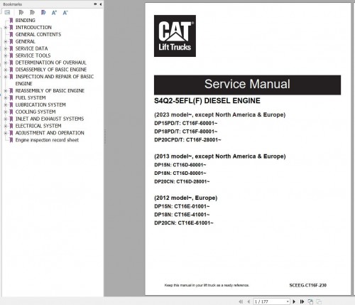 CAT Forklift DP15PD to DP35PD Service Manual 04.2024 1