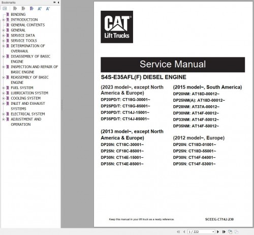 CAT Forklift GP15PD to GP35PT Service Manual 04.2024 3