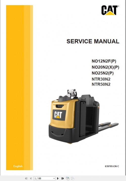 CAT Forklift NO12N2F NTR50N2 Service Manual 03.2024