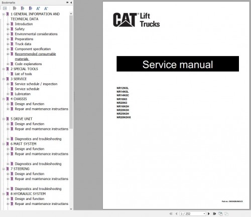 CAT Forklift NR12N3L NR20N3HX Service Manual 03.2024
