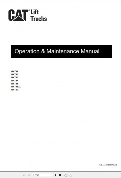 CAT Forklift NVT11 NVT20 Operation Service Manual 08.2023 1