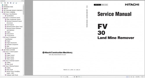 Hitachi Demining Machine FV30 Diagrams and Service Manual