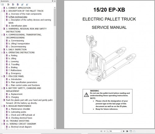 Hyundai Electric Pallet Truck 15EP XB 20EP XB Service Manual