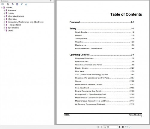 Hyundai Excavator HX800L Operation Manual