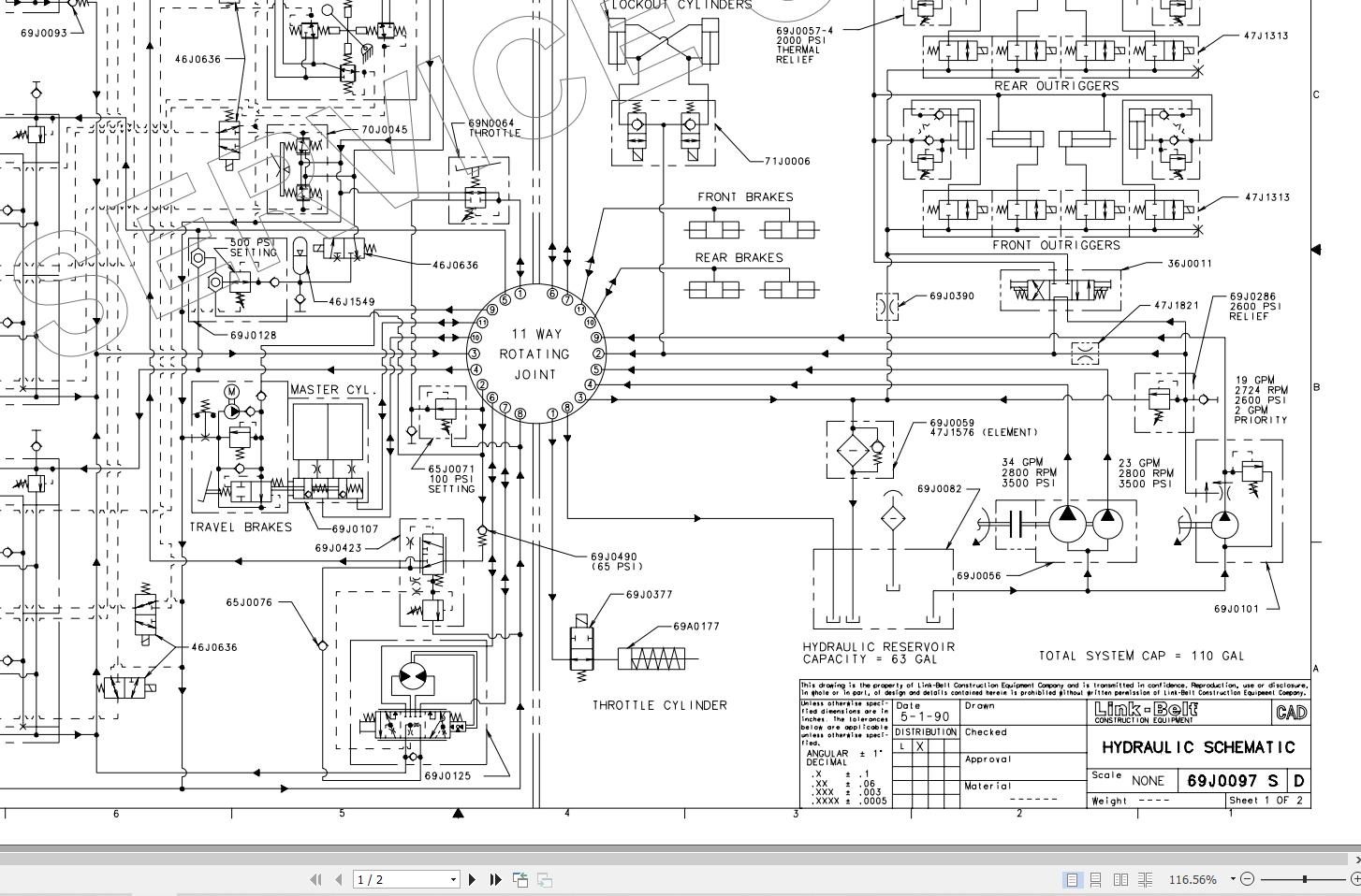 Link Belt Crane HSP-8018C Electrical and Hydraulic Diagrams | Auto ...