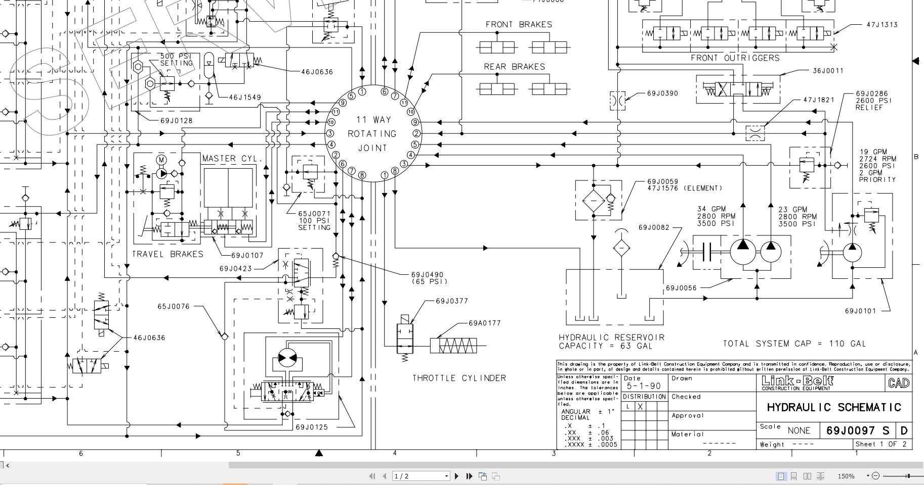 Link Belt Crane HSP-8020C Hydraulic and Electrical Diagrams | Auto ...