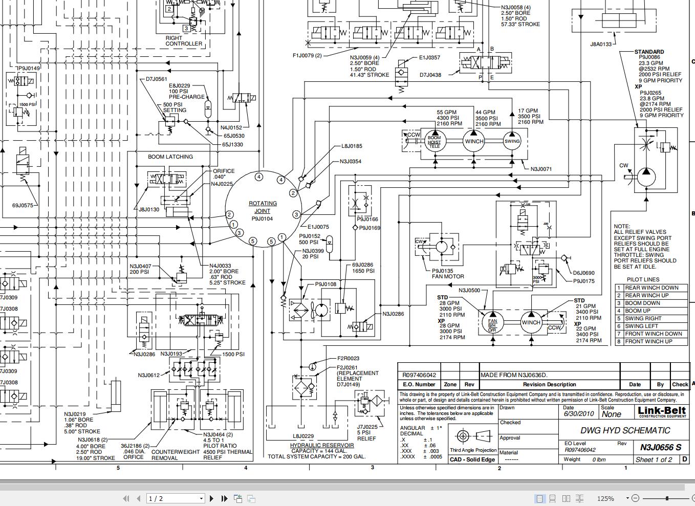 Link Belt Crane HTT-8690XP Hydraulic and Electrical Diagrams | Auto ...