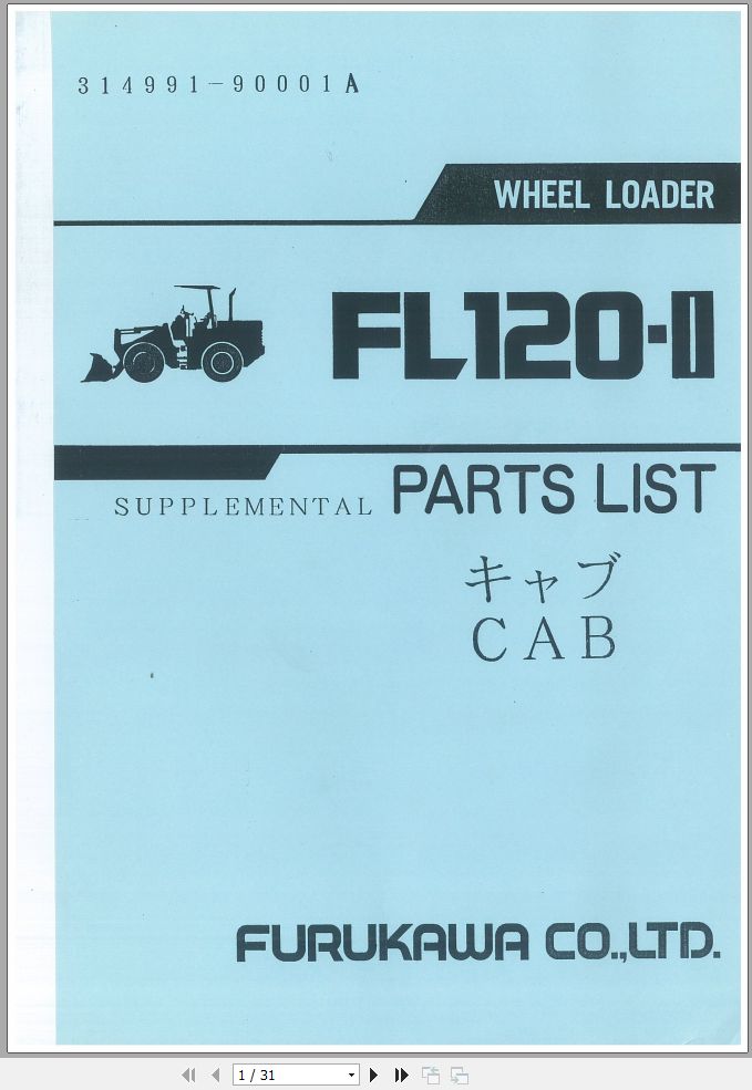 Furukawa Wheel Loader FL120-2 Parts List | Auto Repair Manual Forum ...